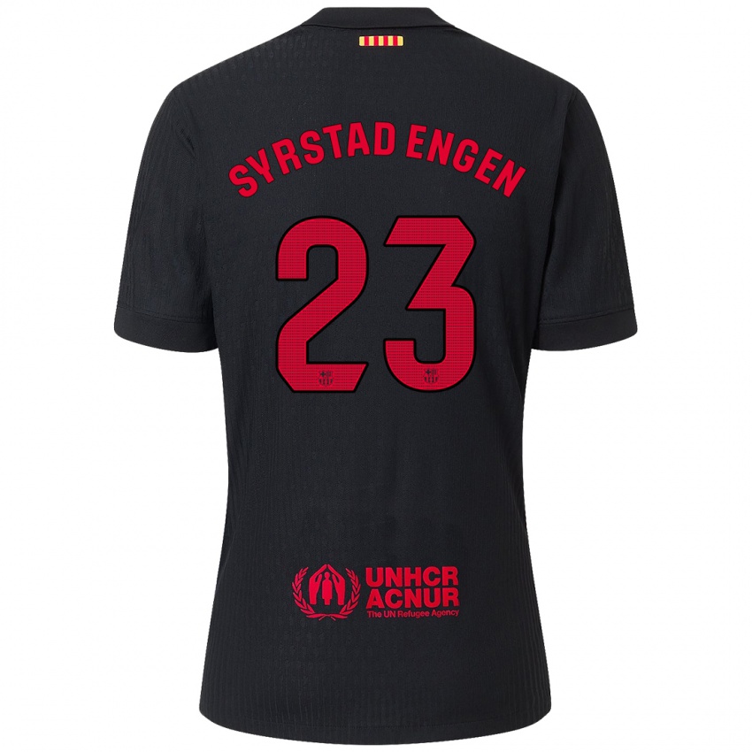 Niño Camiseta Ingrid Syrstad Engen #23 Negro Rojo 2ª Equipación 2024/25 La Camisa México