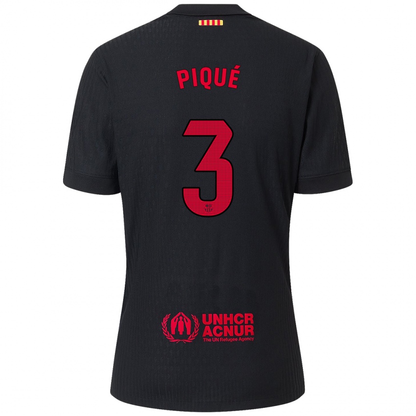 Niño Camiseta Gerard Piqué #3 Negro Rojo 2ª Equipación 2024/25 La Camisa México