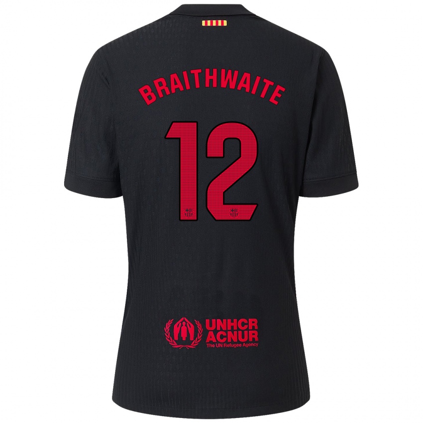 Niño Camiseta Martin Braithwaite #12 Negro Rojo 2ª Equipación 2024/25 La Camisa México