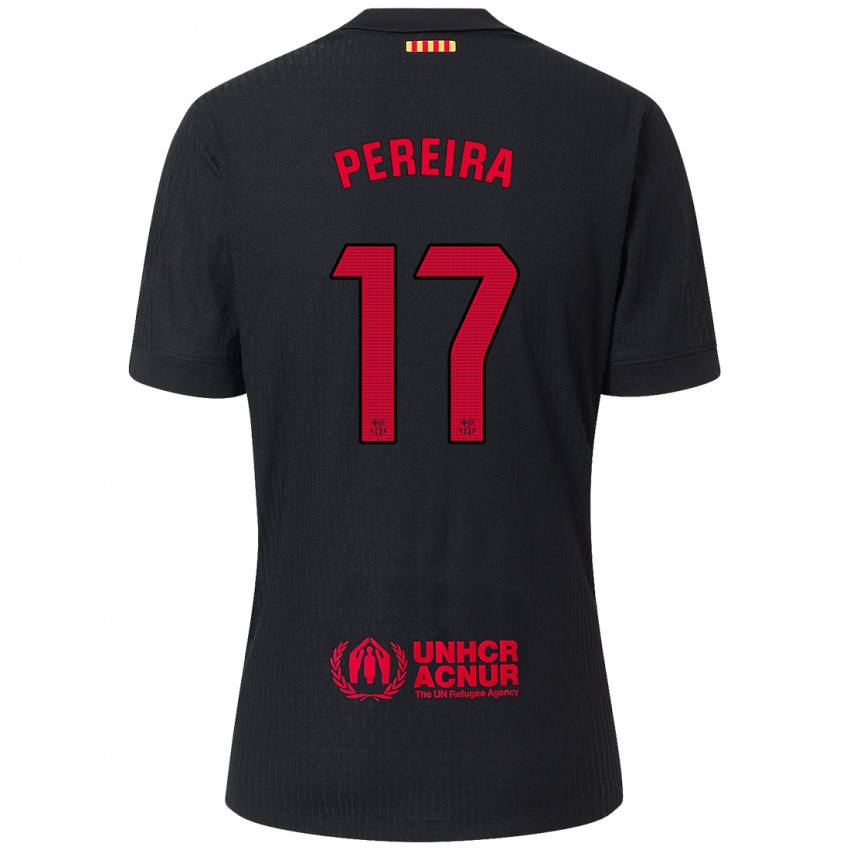 Niño Camiseta Andrea Pereira #17 Negro Rojo 2ª Equipación 2024/25 La Camisa México