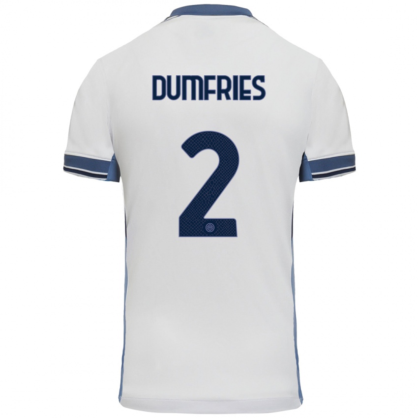 Niño Camiseta Denzel Dumfries #2 Blanco Gris 2ª Equipación 2024/25 La Camisa México