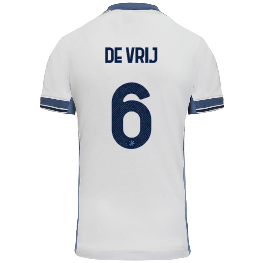 Niño Camiseta Stefan De Vrij #6 Blanco Gris 2ª Equipación 2024/25 La Camisa México