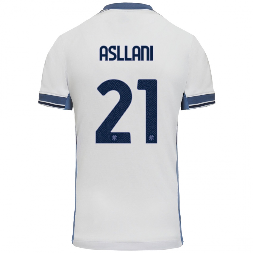 Niño Camiseta Kristjan Asllani #21 Blanco Gris 2ª Equipación 2024/25 La Camisa México