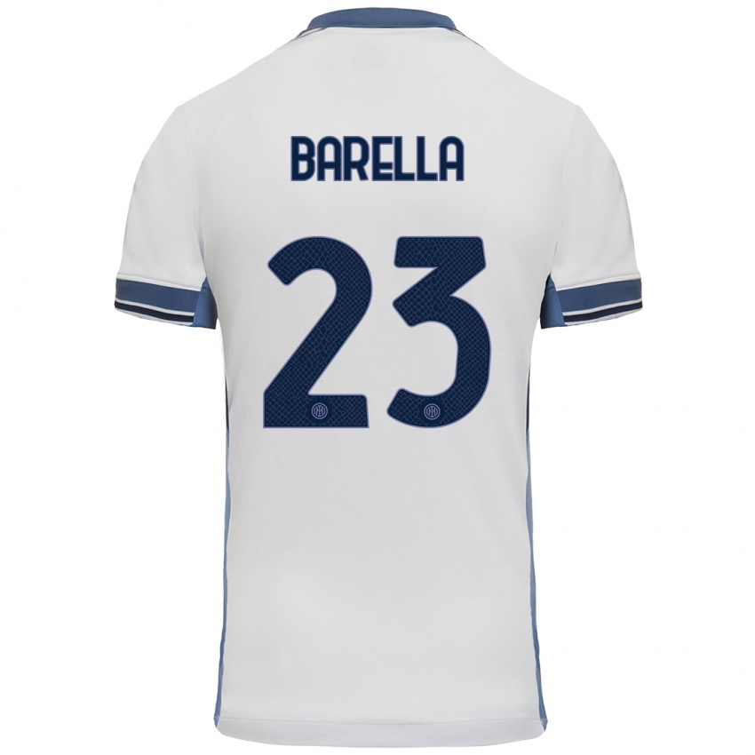 Niño Camiseta Nicolo Barella #23 Blanco Gris 2ª Equipación 2024/25 La Camisa México