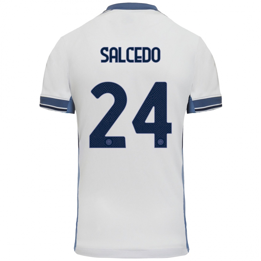 Niño Camiseta Eddie Salcedo #24 Blanco Gris 2ª Equipación 2024/25 La Camisa México