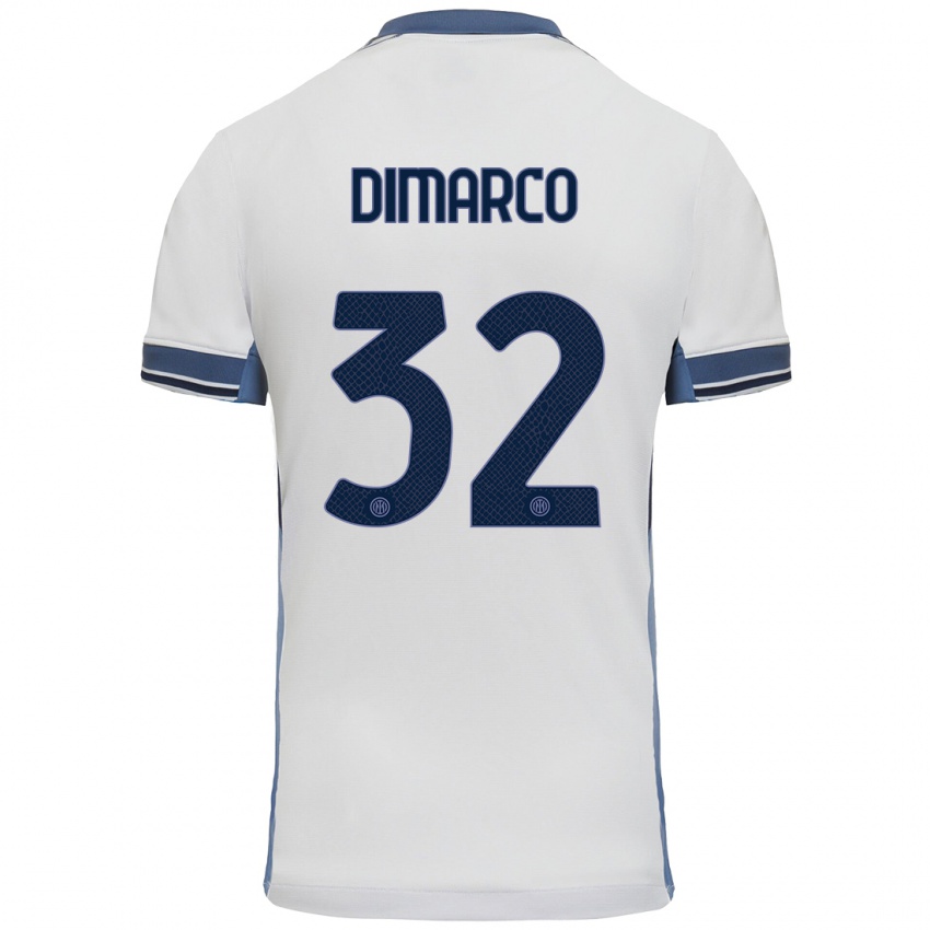 Niño Camiseta Federico Dimarco #32 Blanco Gris 2ª Equipación 2024/25 La Camisa México