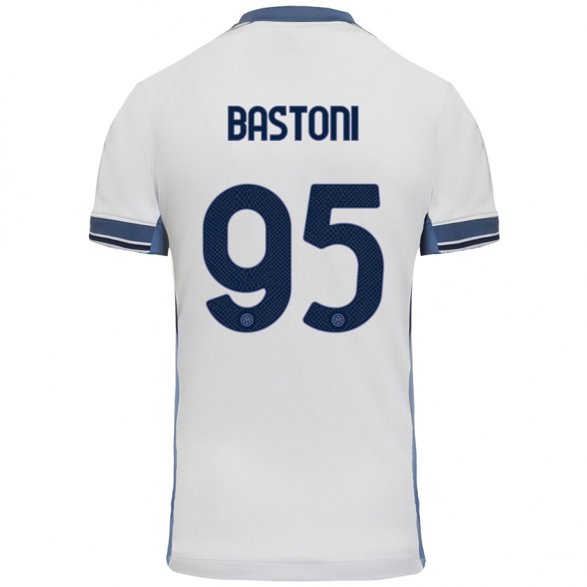 Niño Camiseta Alessandro Bastoni #95 Blanco Gris 2ª Equipación 2024/25 La Camisa México