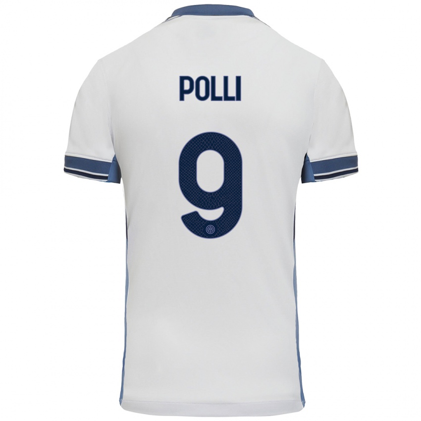 Niño Camiseta Elisa Polli #9 Blanco Gris 2ª Equipación 2024/25 La Camisa México