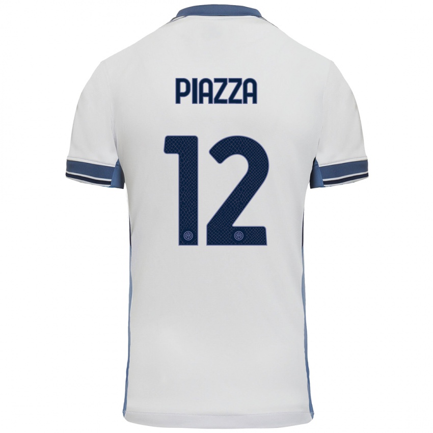 Niño Camiseta Alessia Piazza #12 Blanco Gris 2ª Equipación 2024/25 La Camisa México