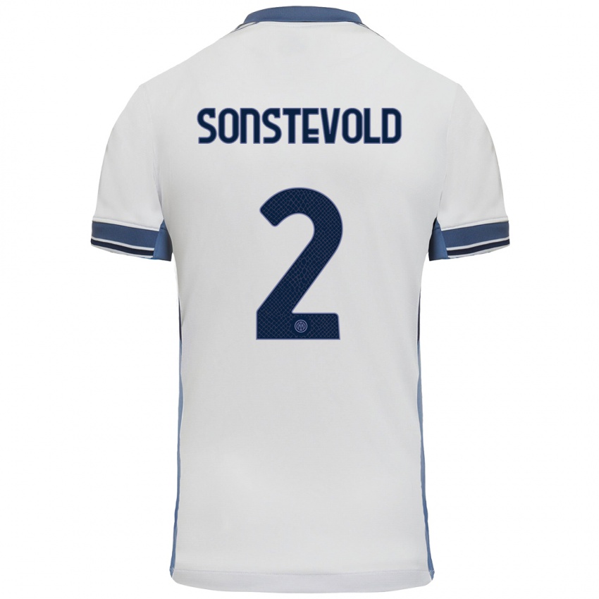 Niño Camiseta Anja Sonstevold #2 Blanco Gris 2ª Equipación 2024/25 La Camisa México