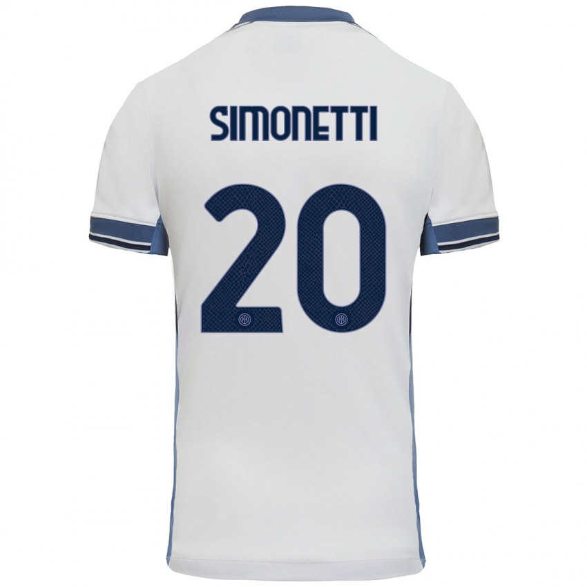 Niño Camiseta Flaminia Simonetti #20 Blanco Gris 2ª Equipación 2024/25 La Camisa México