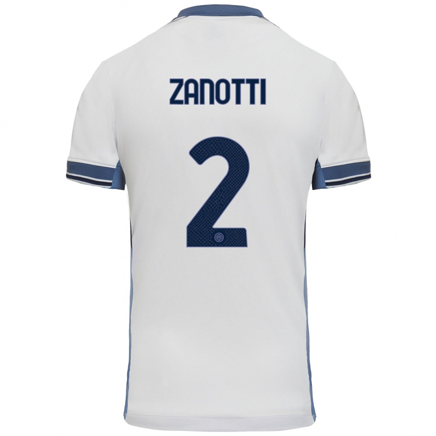 Niño Camiseta Mattia Zanotti #2 Blanco Gris 2ª Equipación 2024/25 La Camisa México