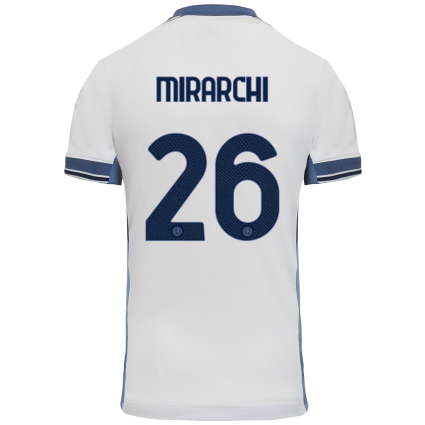 Niño Camiseta Mattia Mirarchi #26 Blanco Gris 2ª Equipación 2024/25 La Camisa México