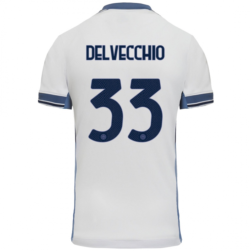 Niño Camiseta Gabriele Delvecchio #33 Blanco Gris 2ª Equipación 2024/25 La Camisa México