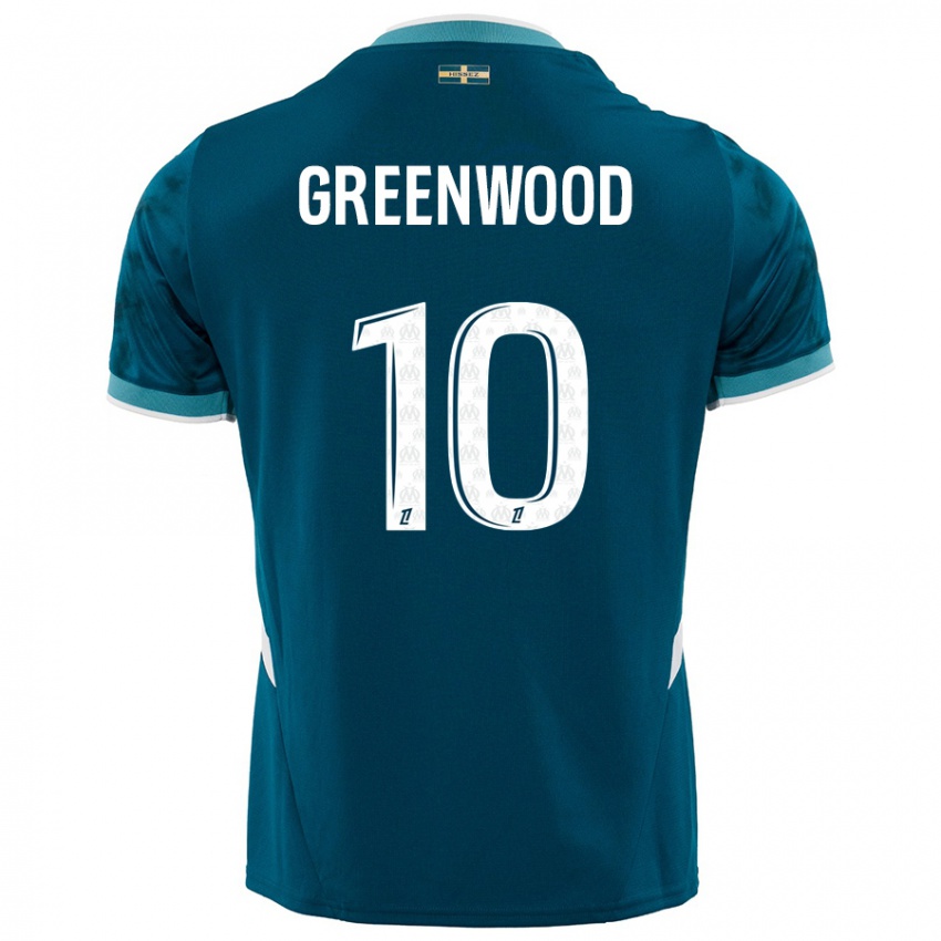 Niño Camiseta Mason Greenwood #10 Azul Turquesa 2ª Equipación 2024/25 La Camisa México