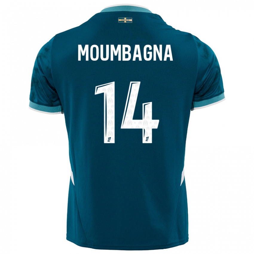 Niño Camiseta Faris Moumbagna #14 Azul Turquesa 2ª Equipación 2024/25 La Camisa México