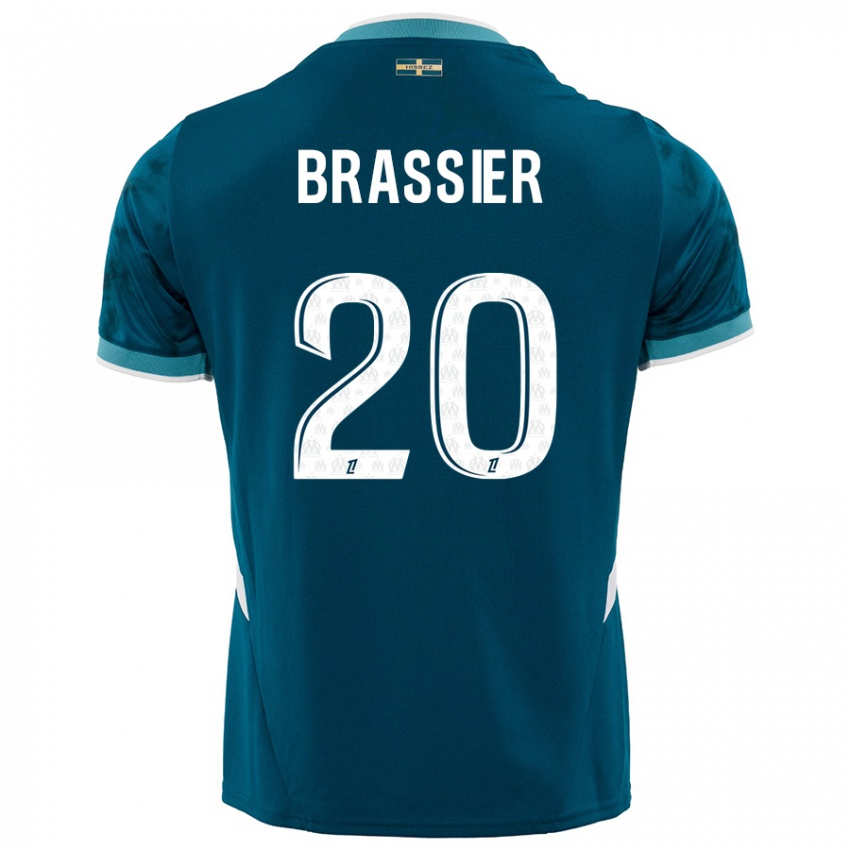 Niño Camiseta Lilian Brassier #20 Azul Turquesa 2ª Equipación 2024/25 La Camisa México