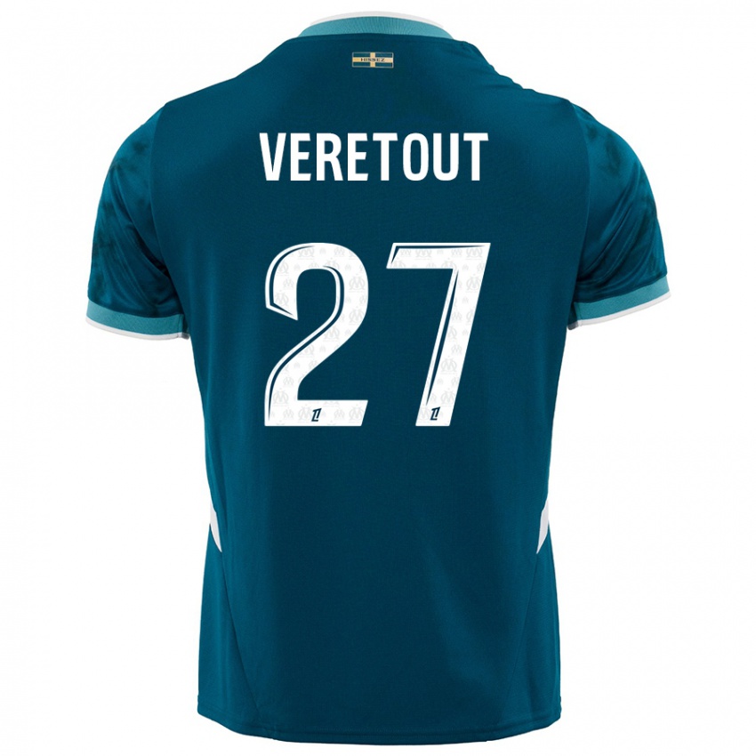 Niño Camiseta Jordan Veretout #27 Azul Turquesa 2ª Equipación 2024/25 La Camisa México