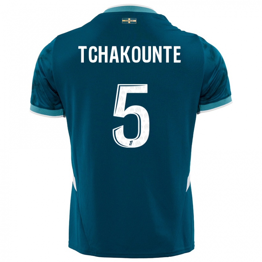 Niño Camiseta Annaëlle Tchakounté #5 Azul Turquesa 2ª Equipación 2024/25 La Camisa México