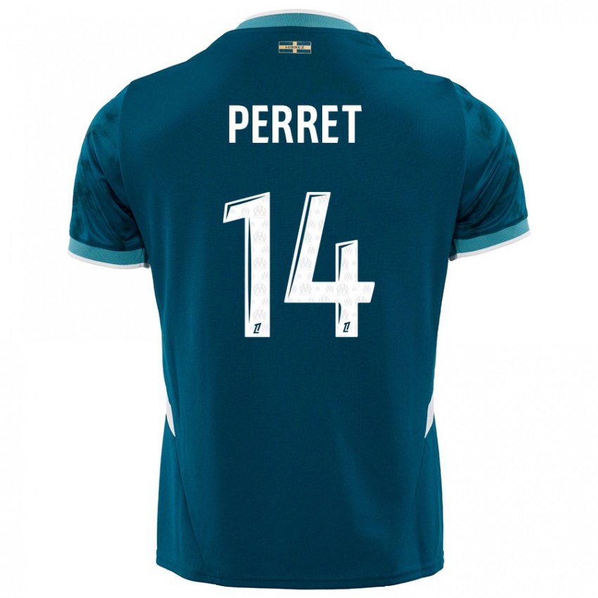 Niño Camiseta Jenny Perret #14 Azul Turquesa 2ª Equipación 2024/25 La Camisa México