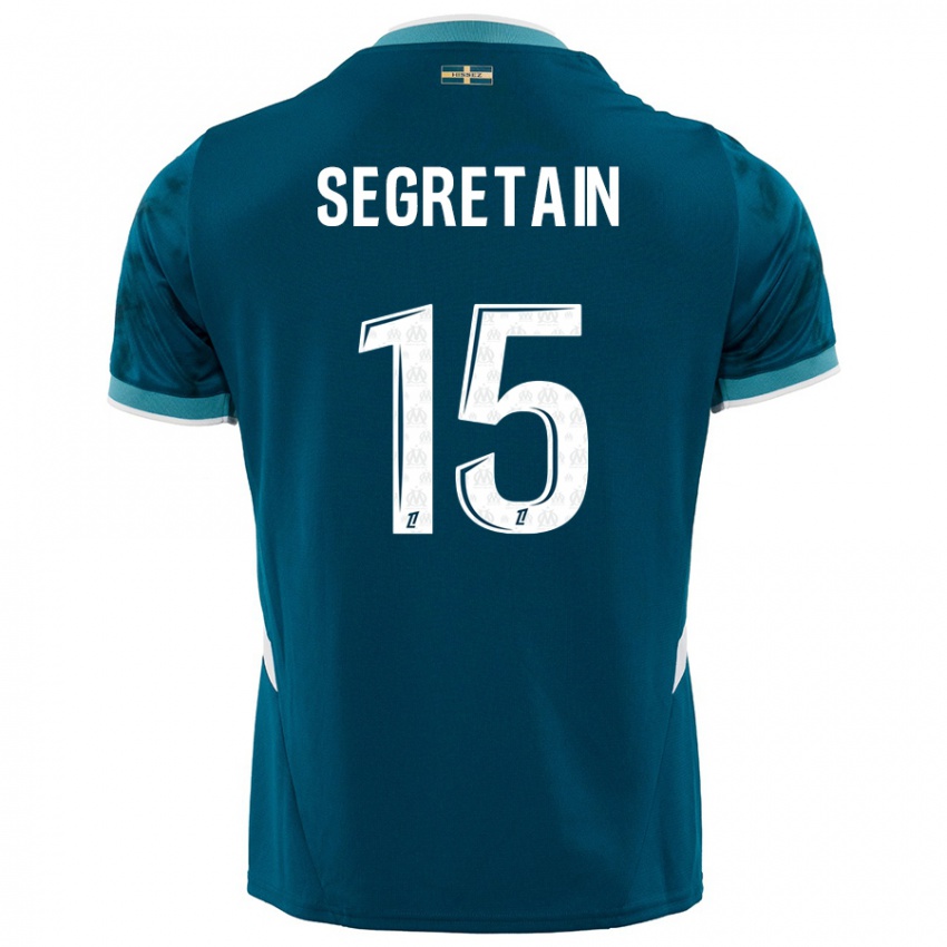 Niño Camiseta Julie Ségrétain #15 Azul Turquesa 2ª Equipación 2024/25 La Camisa México