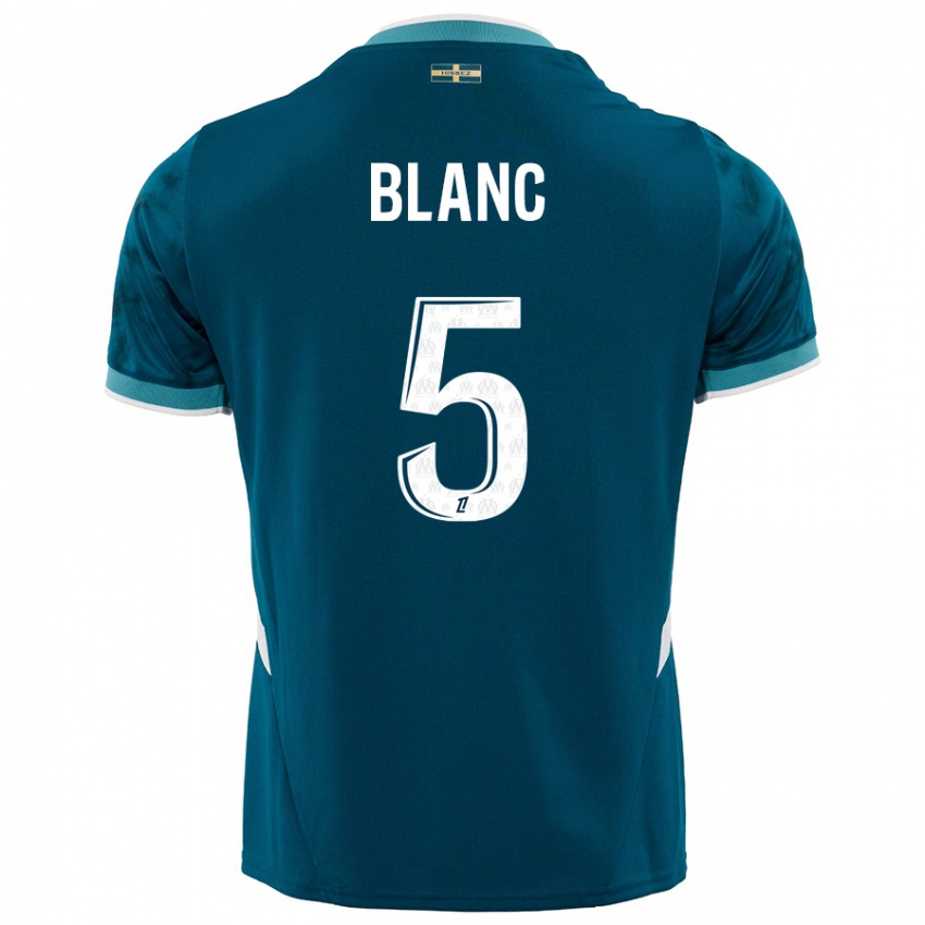 Niño Camiseta Amandine Blanc #5 Azul Turquesa 2ª Equipación 2024/25 La Camisa México