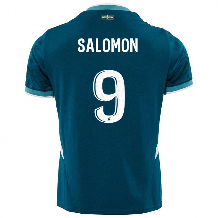 Niño Camiseta Maeva Salomon #9 Azul Turquesa 2ª Equipación 2024/25 La Camisa México