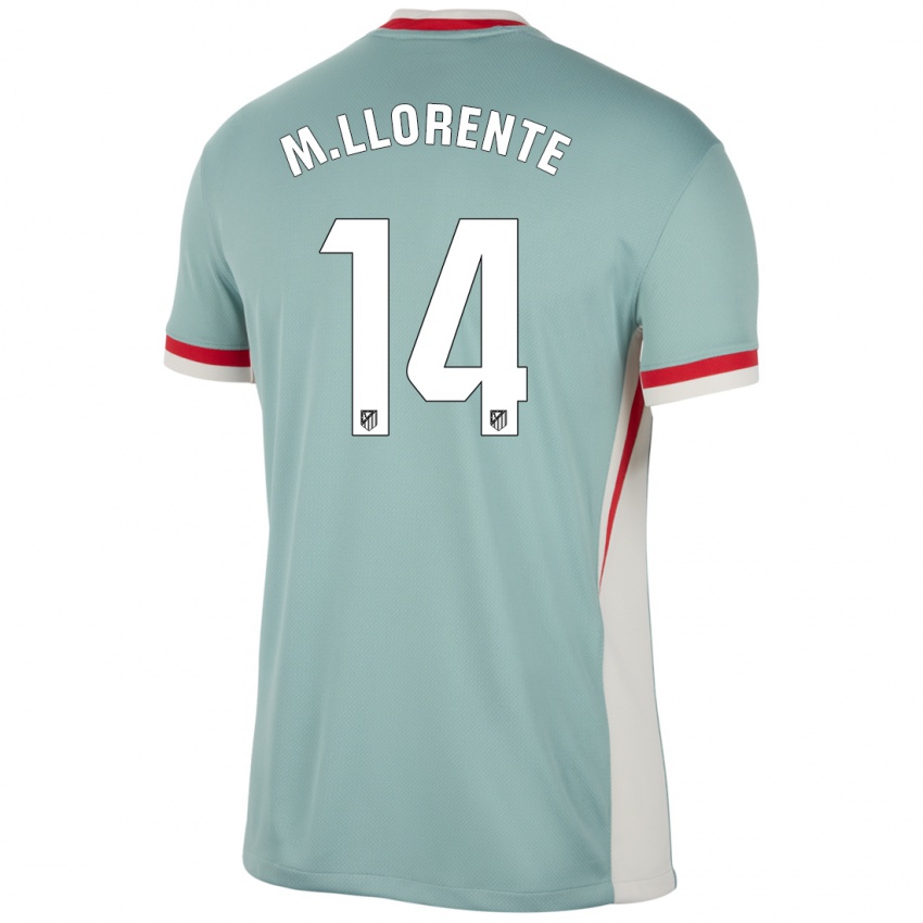 Niño Camiseta Marcos Llorente #14 Beige Claro Azul 2ª Equipación 2024/25 La Camisa México