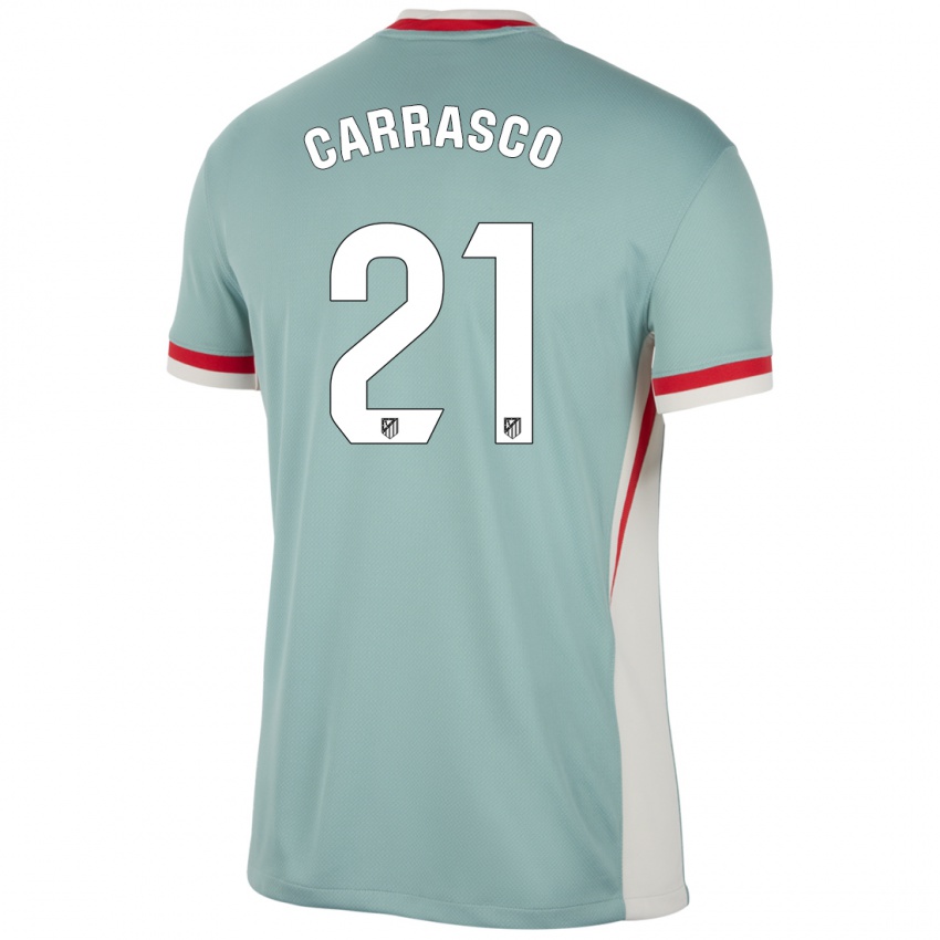 Niño Camiseta Yannick Carrasco #21 Beige Claro Azul 2ª Equipación 2024/25 La Camisa México