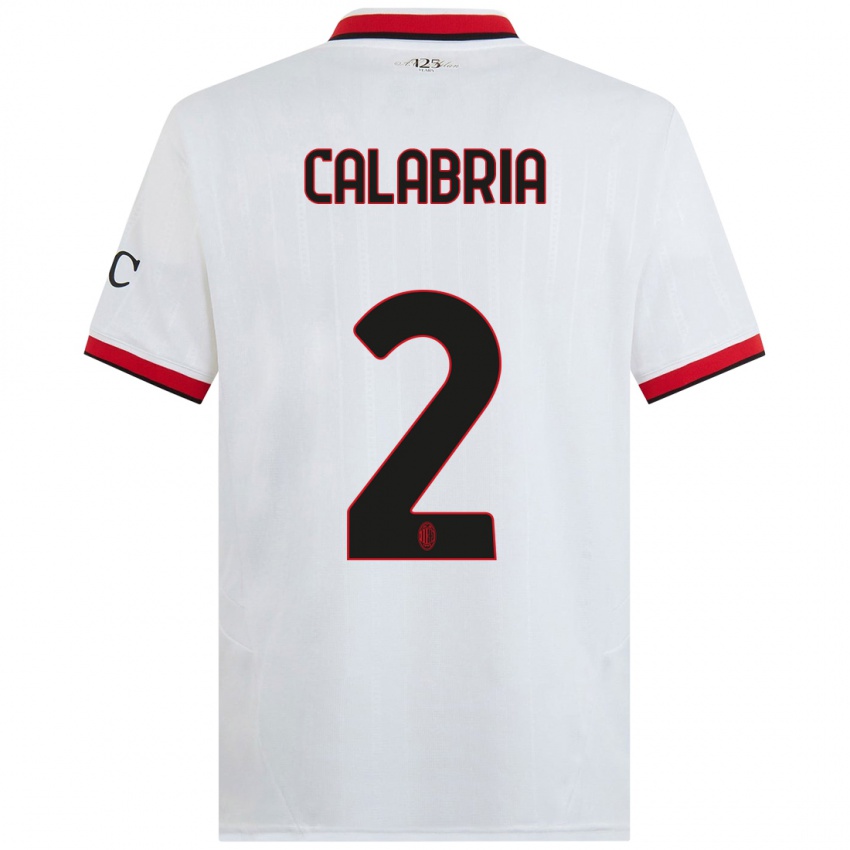 Niño Camiseta Davide Calabria #2 Blanco Negro Rojo 2ª Equipación 2024/25 La Camisa México