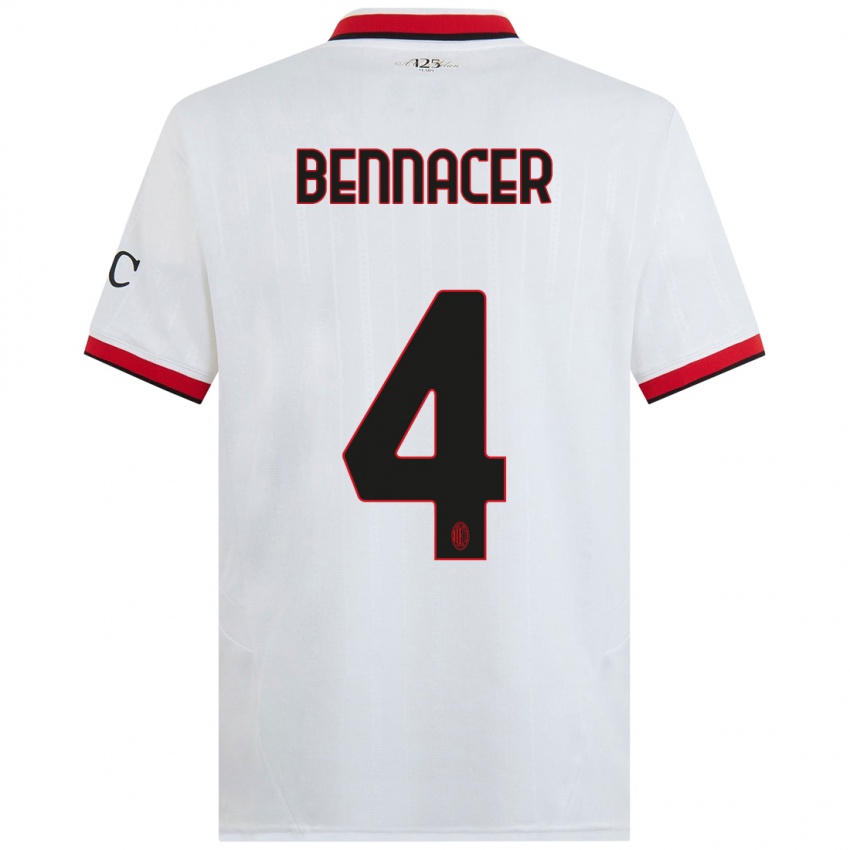 Niño Camiseta Ismael Bennacer #4 Blanco Negro Rojo 2ª Equipación 2024/25 La Camisa México