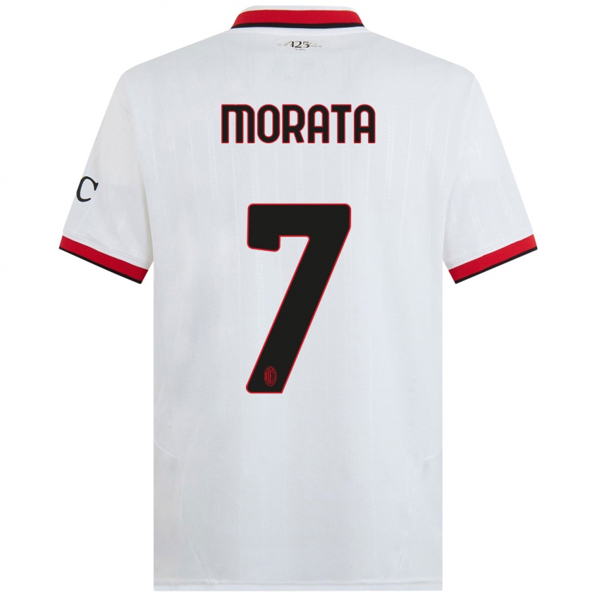 Niño Camiseta Alvaro Morata #7 Blanco Negro Rojo 2ª Equipación 2024/25 La Camisa México