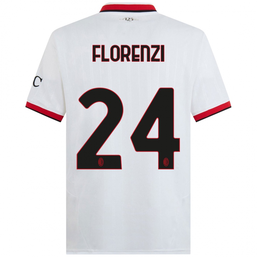 Niño Camiseta Alessandro Florenzi #24 Blanco Negro Rojo 2ª Equipación 2024/25 La Camisa México