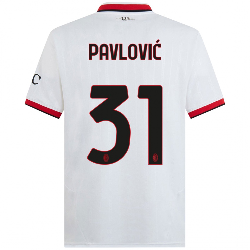 Niño Camiseta Strahinja Pavlović #31 Blanco Negro Rojo 2ª Equipación 2024/25 La Camisa México