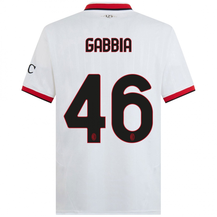 Niño Camiseta Matteo Gabbia #46 Blanco Negro Rojo 2ª Equipación 2024/25 La Camisa México