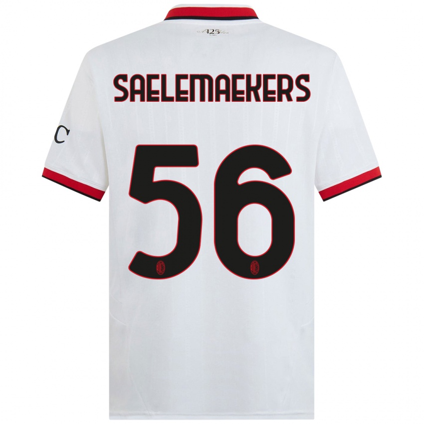 Niño Camiseta Alexis Saelemaekers #56 Blanco Negro Rojo 2ª Equipación 2024/25 La Camisa México