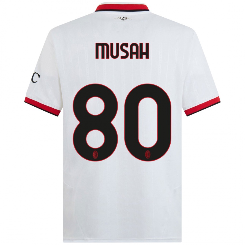 Niño Camiseta Yunus Musah #80 Blanco Negro Rojo 2ª Equipación 2024/25 La Camisa México