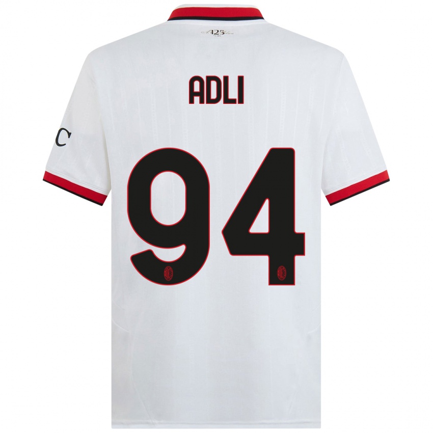 Niño Camiseta Yacine Adli #94 Blanco Negro Rojo 2ª Equipación 2024/25 La Camisa México