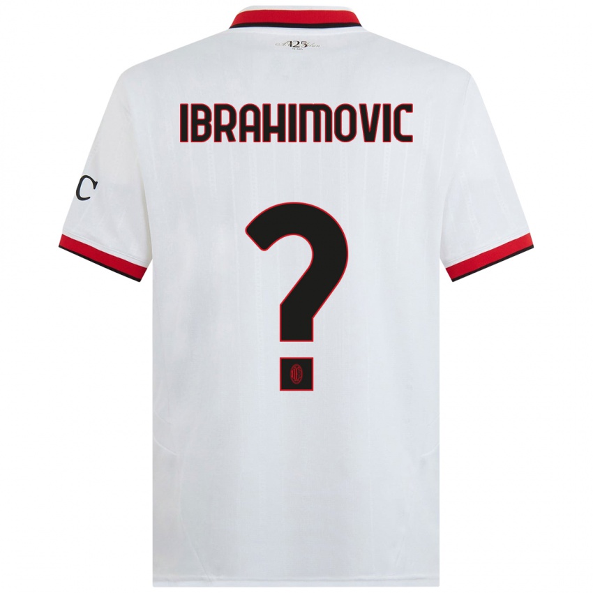 Niño Camiseta Vincent Ibrahimovic #0 Blanco Negro Rojo 2ª Equipación 2024/25 La Camisa México