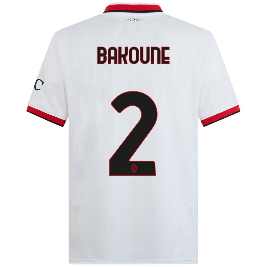 Niño Camiseta Adam Bakoune #2 Blanco Negro Rojo 2ª Equipación 2024/25 La Camisa México