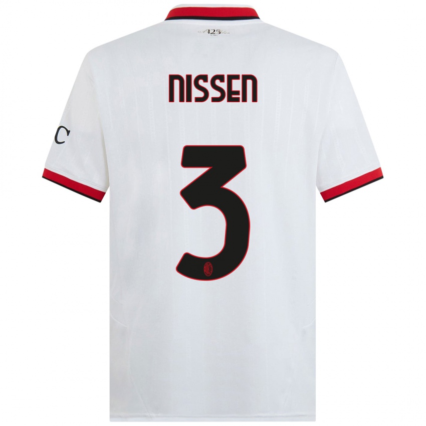 Niño Camiseta Fredrik Nissen #3 Blanco Negro Rojo 2ª Equipación 2024/25 La Camisa México