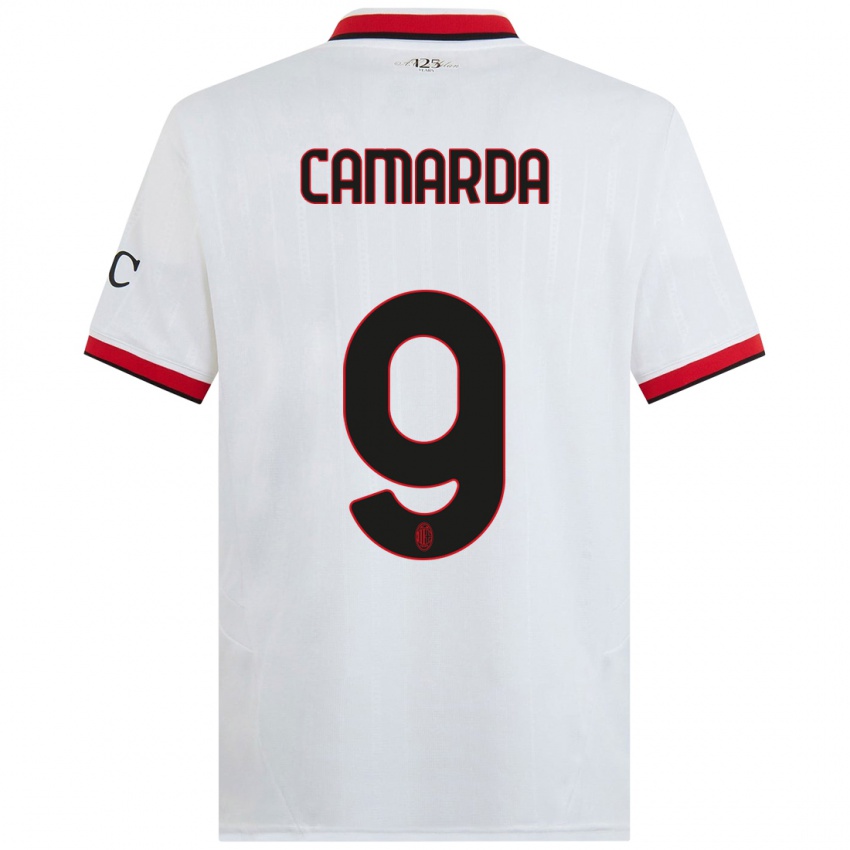 Niño Camiseta Francesco Camarda #9 Blanco Negro Rojo 2ª Equipación 2024/25 La Camisa México