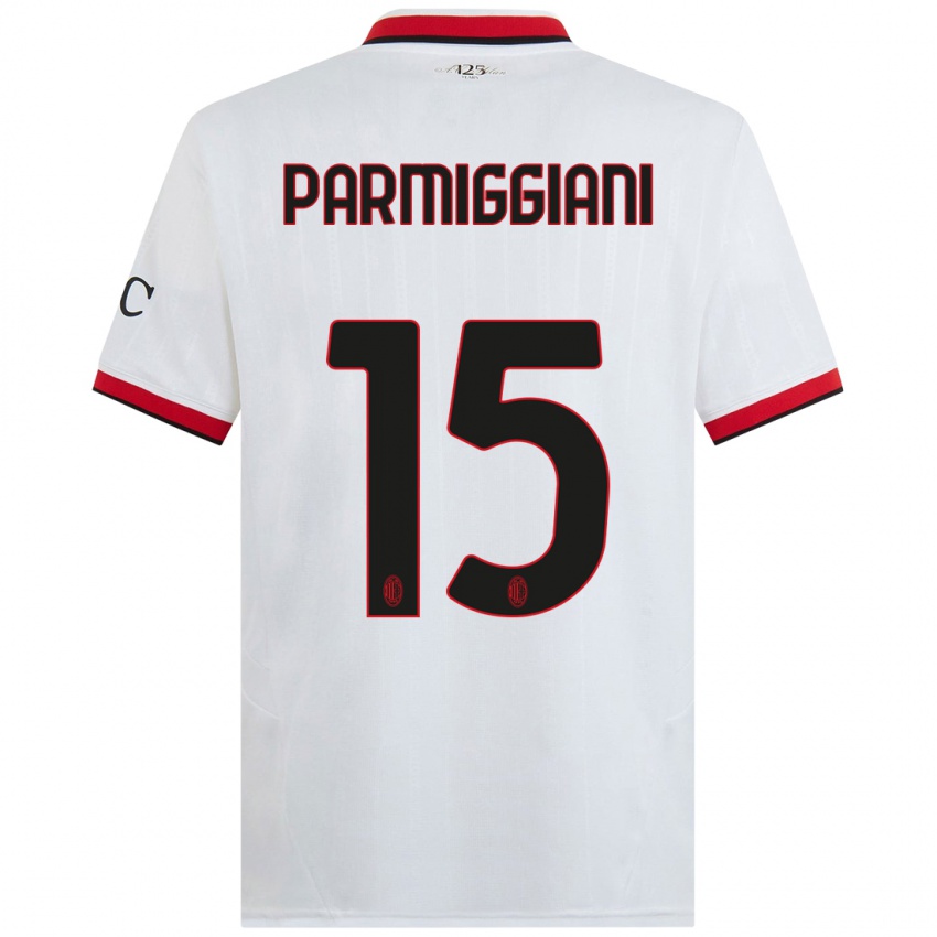 Niño Camiseta Pietro Parmiggiani #15 Blanco Negro Rojo 2ª Equipación 2024/25 La Camisa México