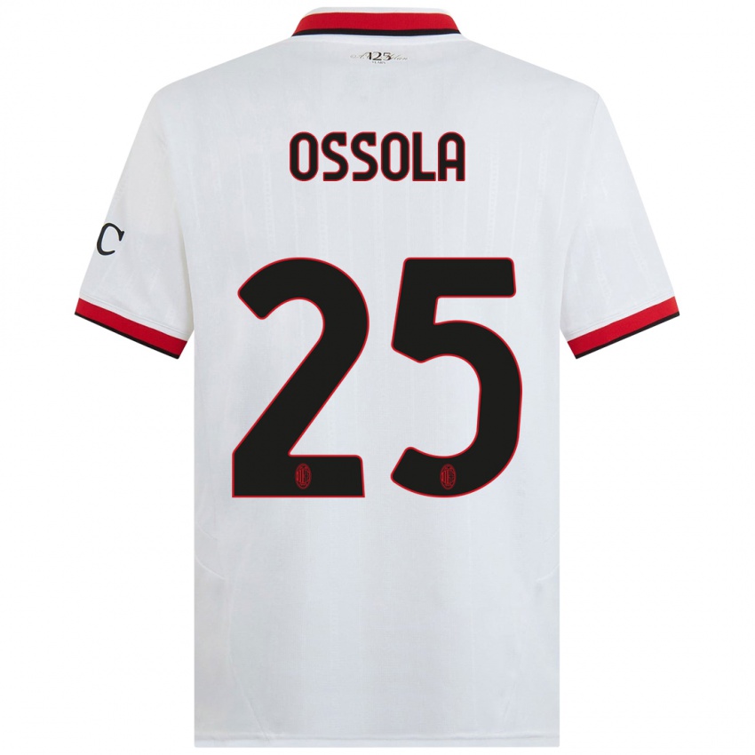 Niño Camiseta Lorenzo Ossola #25 Blanco Negro Rojo 2ª Equipación 2024/25 La Camisa México