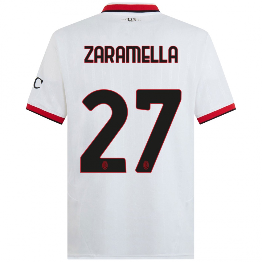 Niño Camiseta Mattia Zaramella #27 Blanco Negro Rojo 2ª Equipación 2024/25 La Camisa México