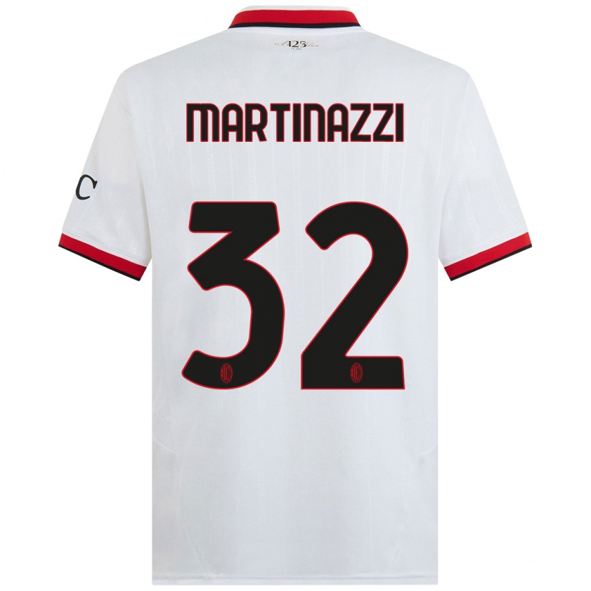 Niño Camiseta Luca Martinazzi #32 Blanco Negro Rojo 2ª Equipación 2024/25 La Camisa México