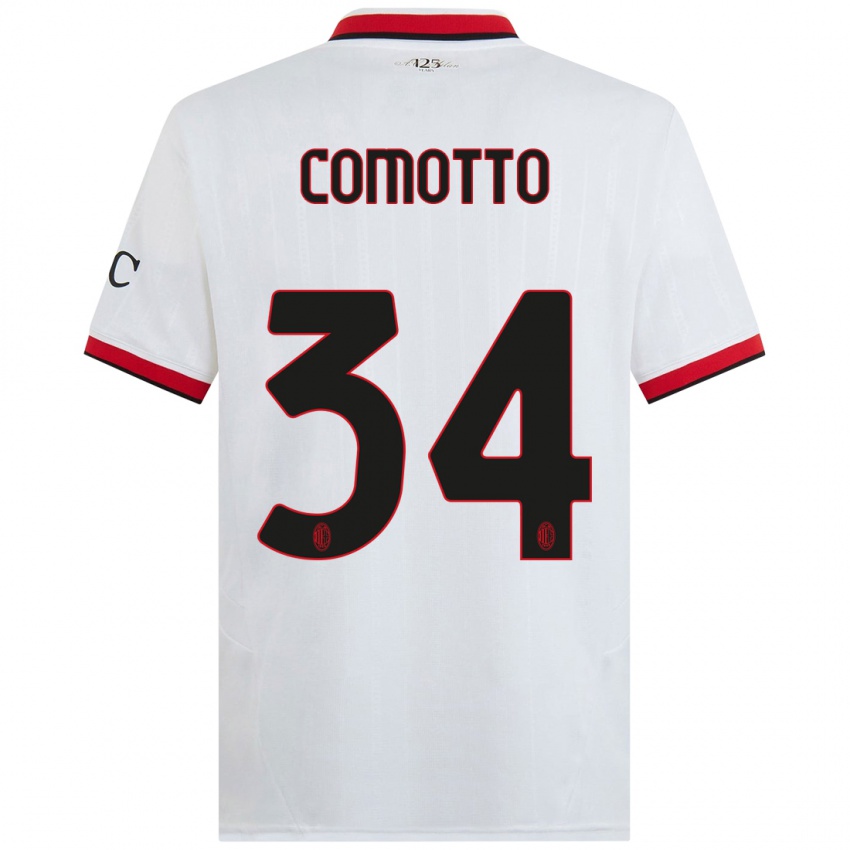 Niño Camiseta Christian Comotto #34 Blanco Negro Rojo 2ª Equipación 2024/25 La Camisa México