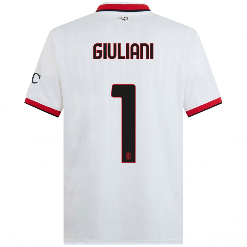 Niño Camiseta Laura Giuliani #1 Blanco Negro Rojo 2ª Equipación 2024/25 La Camisa México