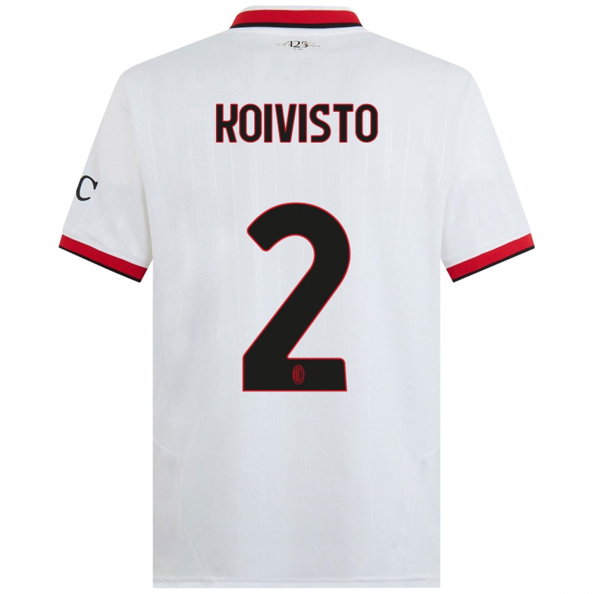 Niño Camiseta Emma Koivisto #2 Blanco Negro Rojo 2ª Equipación 2024/25 La Camisa México