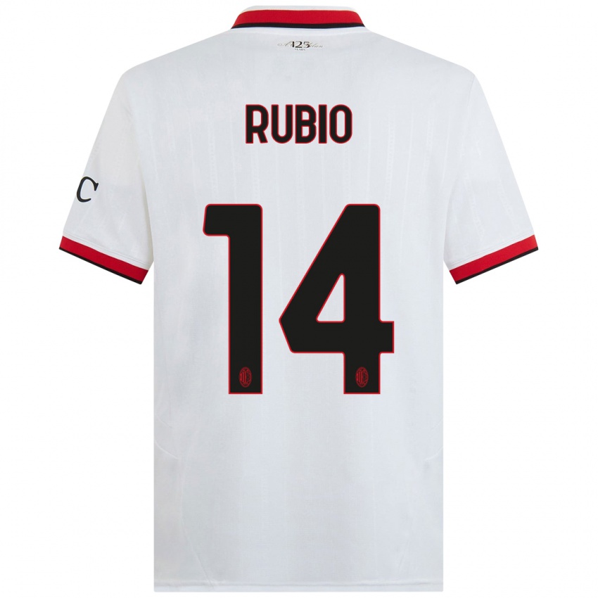 Niño Camiseta Silvia Rubio #14 Blanco Negro Rojo 2ª Equipación 2024/25 La Camisa México